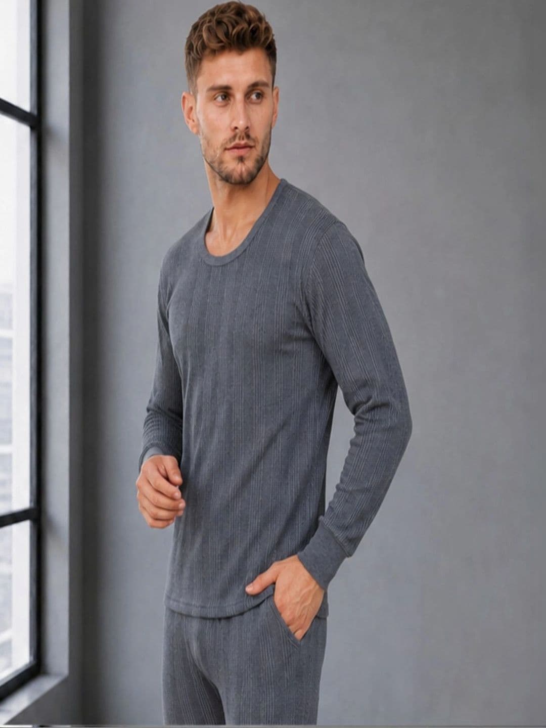 Moda Rapido Men Ribbed Cotton Thermal Tops - view 1
