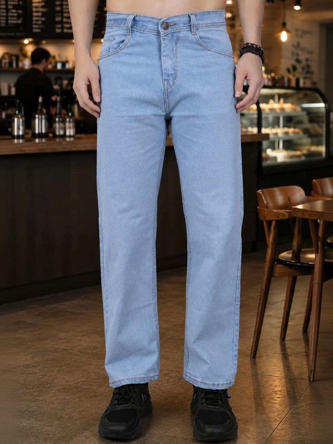 shre.ce Men Classic Straight Fit Mid-Rise Stretchable Jeans - view 1