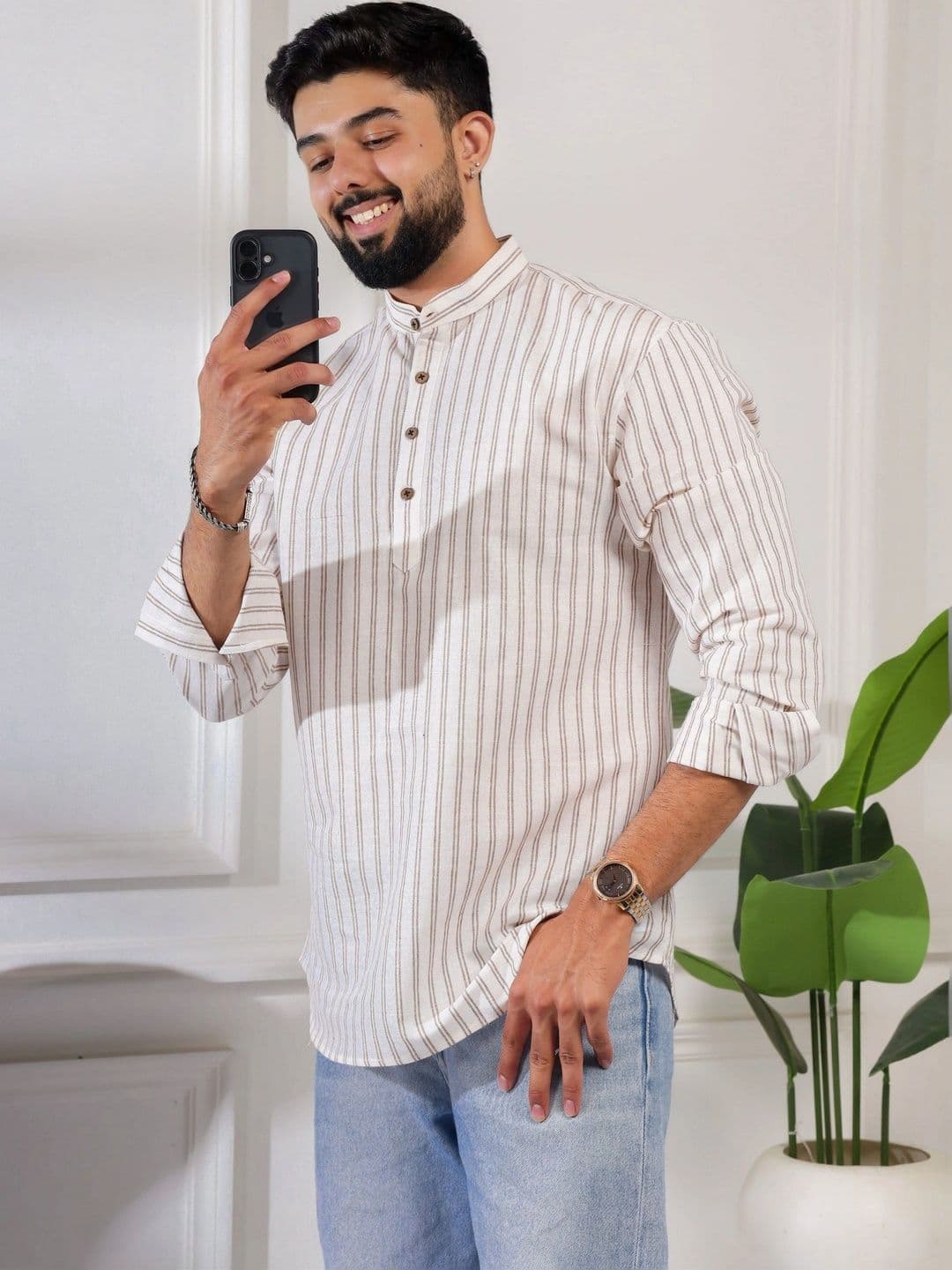 Koshin Men Striped Kurta - view 1