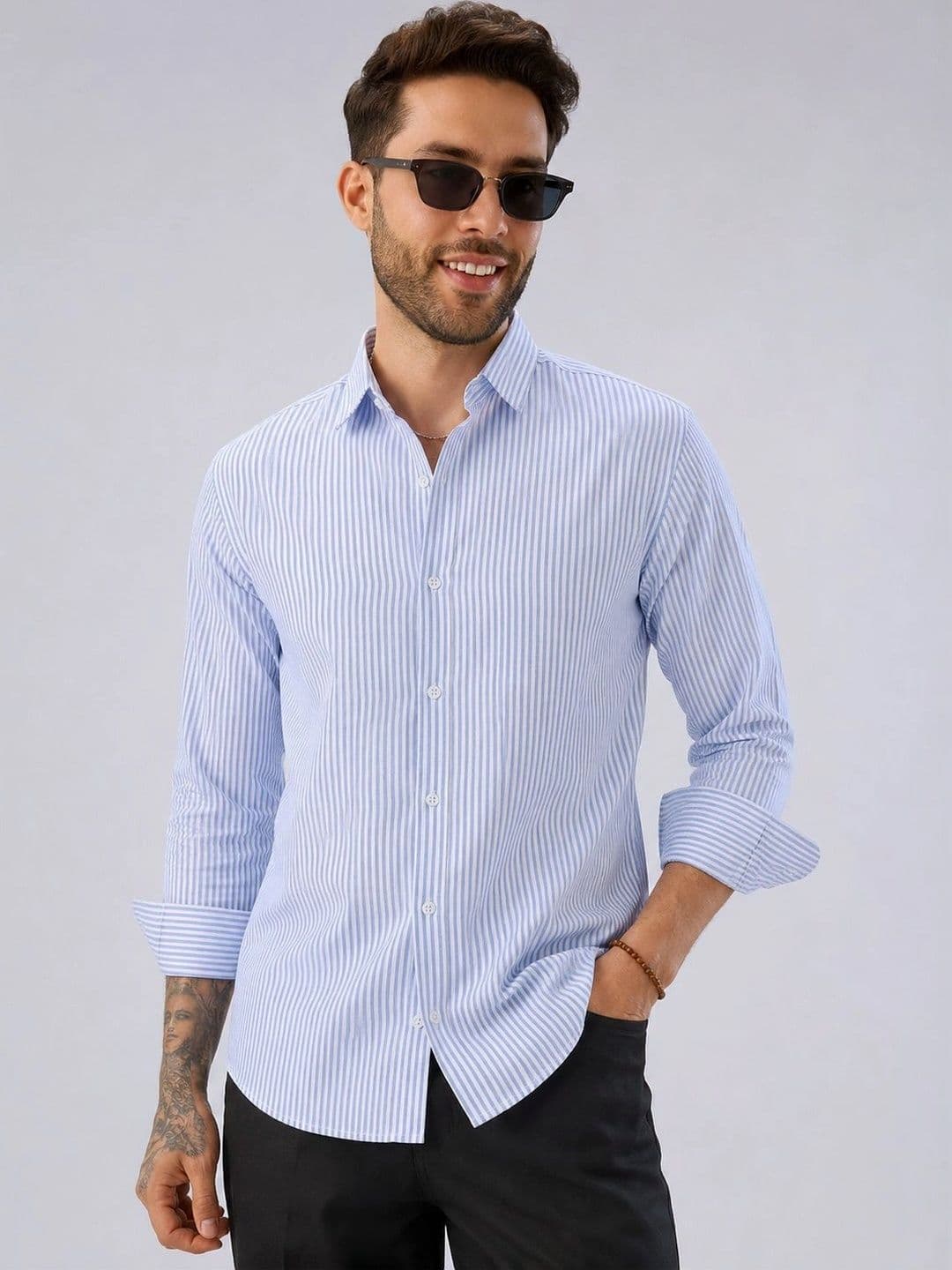 R.Code by The Roadster Life Co. Men Standard Striped Casual Shirt - view 1