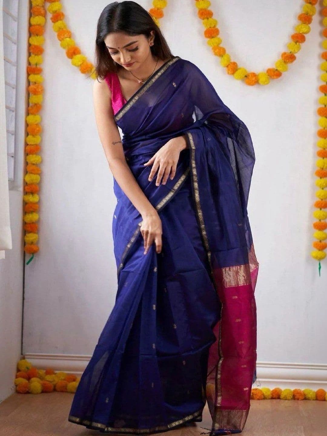 Sangria Zari Pure Linen Designer Saree - view 1