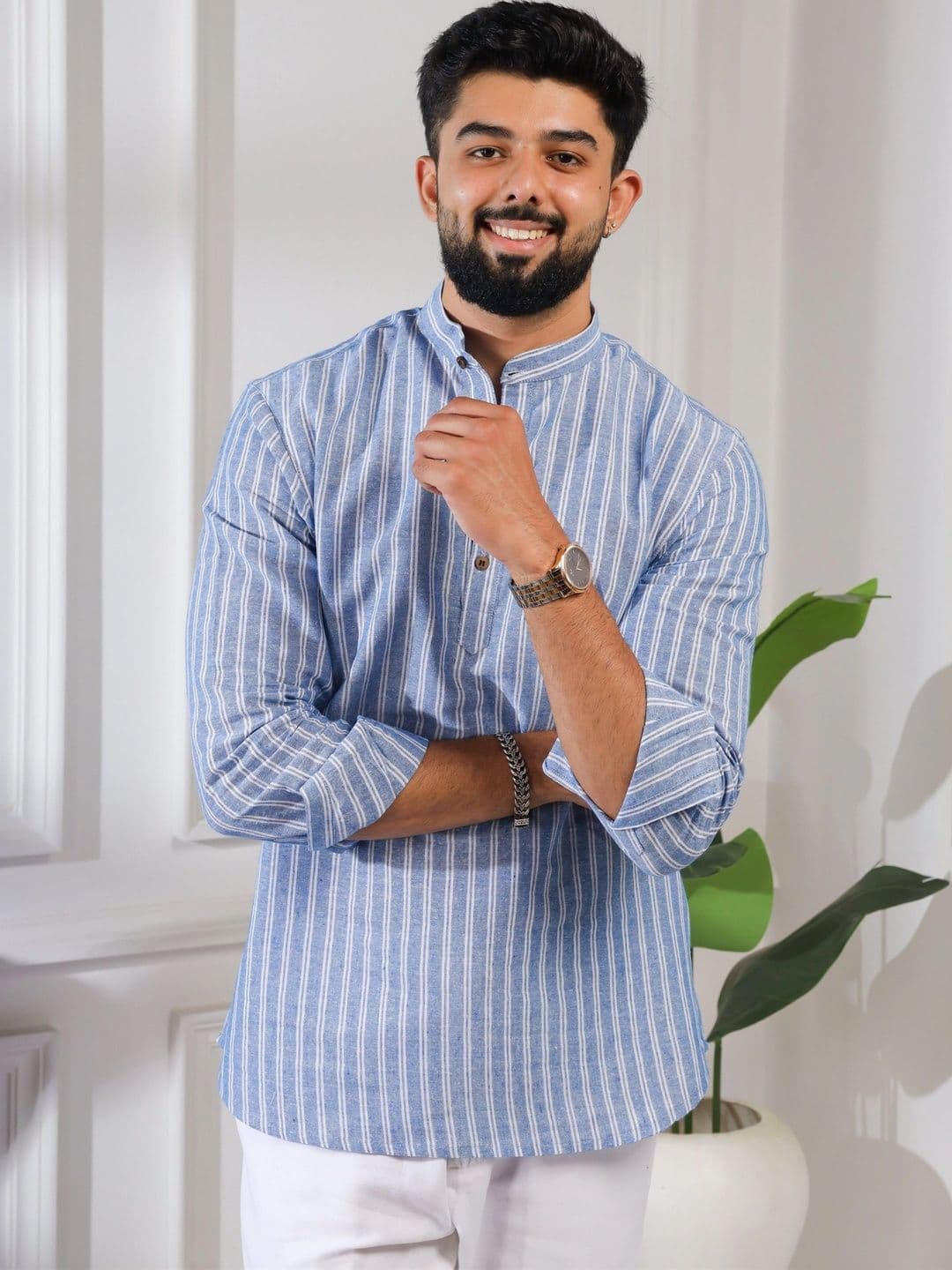 Koshin Men Striped Kurta - view 1