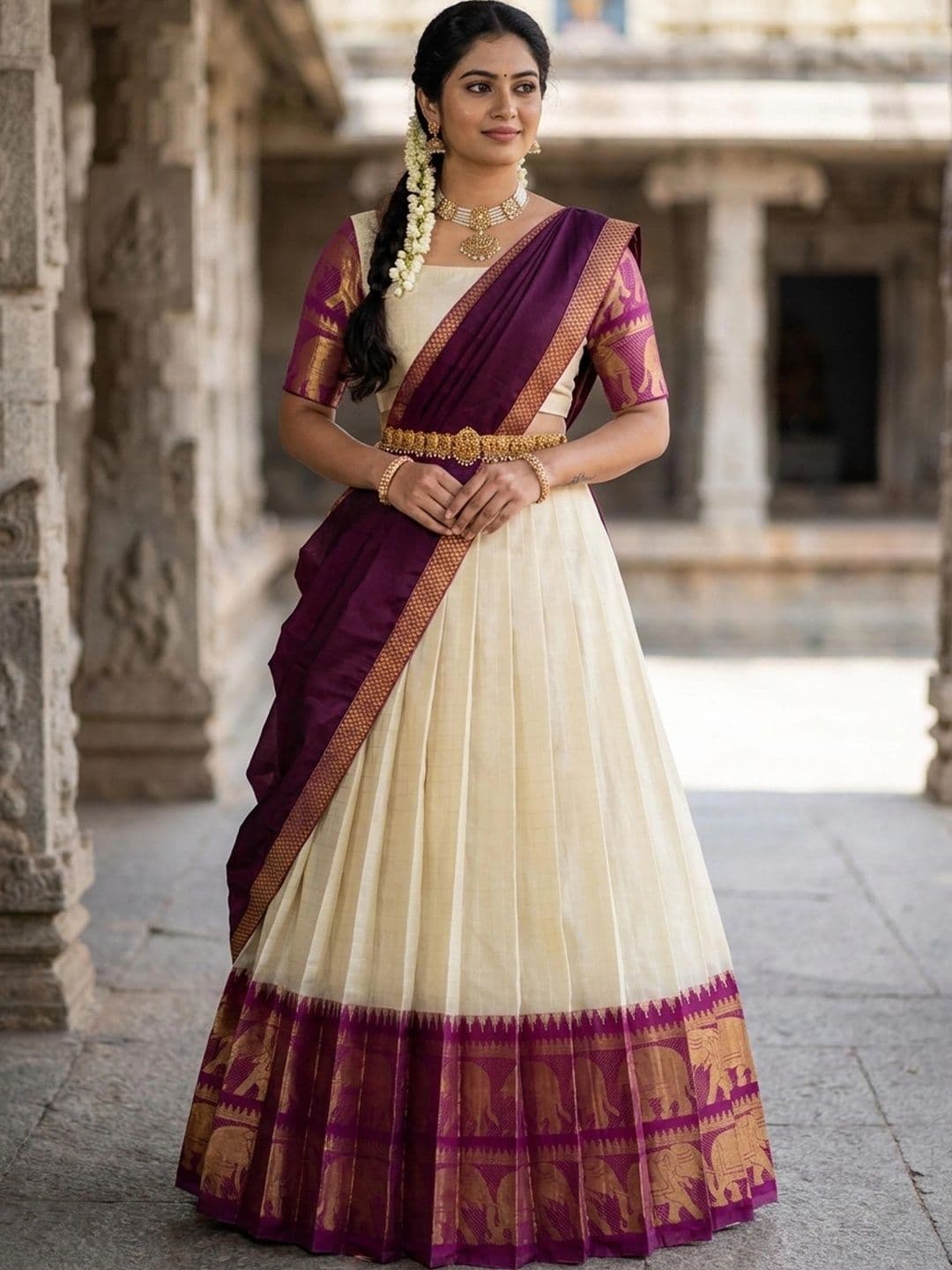 Fabcartz Semi-Stitched Lehenga & Unstitched Blouse With Dupatta - view 1