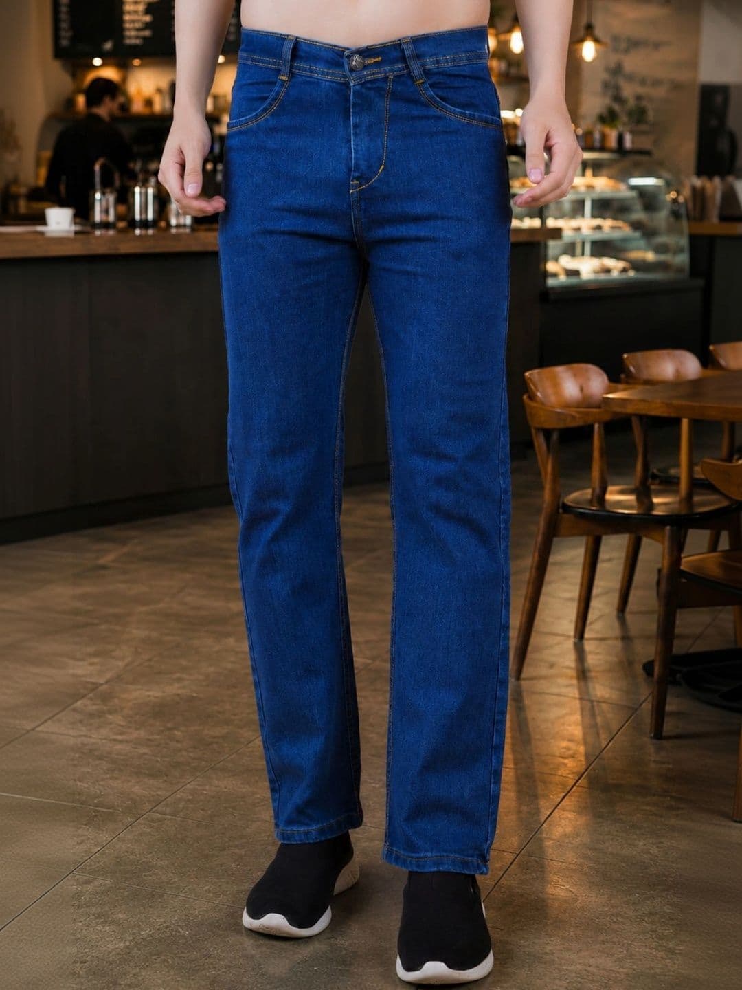 shre.ce Men Classic Straight Fit Mid-Rise Stretchable Jeans - view 1