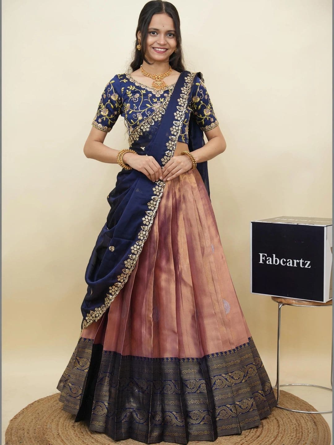 Fabcartz Embellished Sequinned Semi-Stitched Lehenga & Unstitched Blouse With Dupatta - view 1