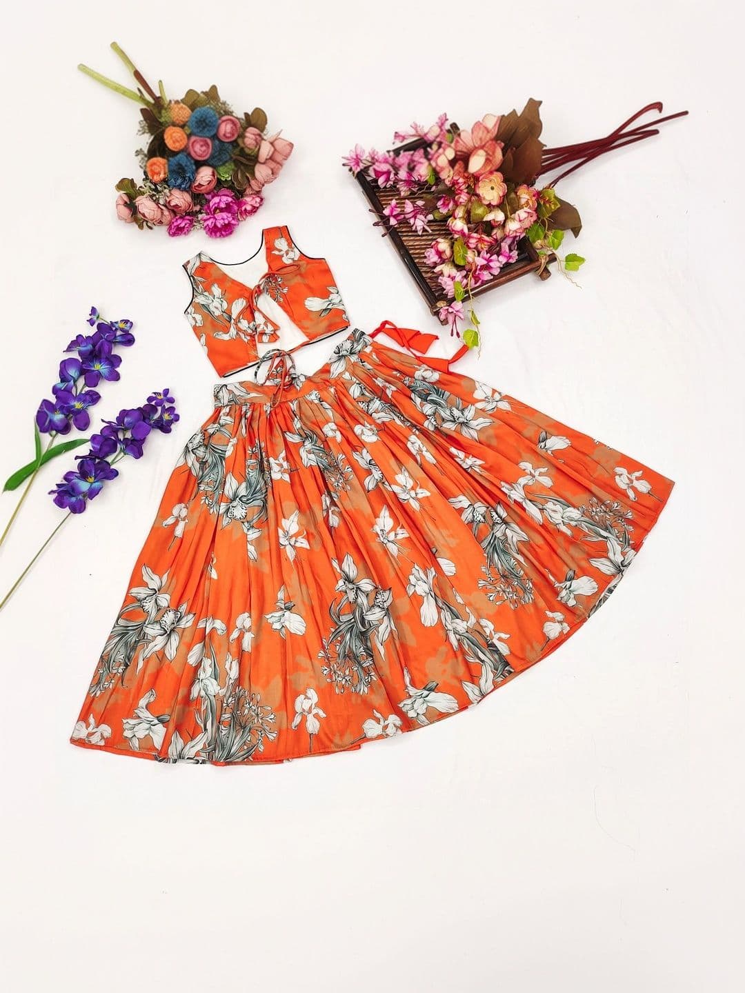 DRISHIV ENTERPRISE Girls Printed Ready to Wear Lehenga & - view 1
