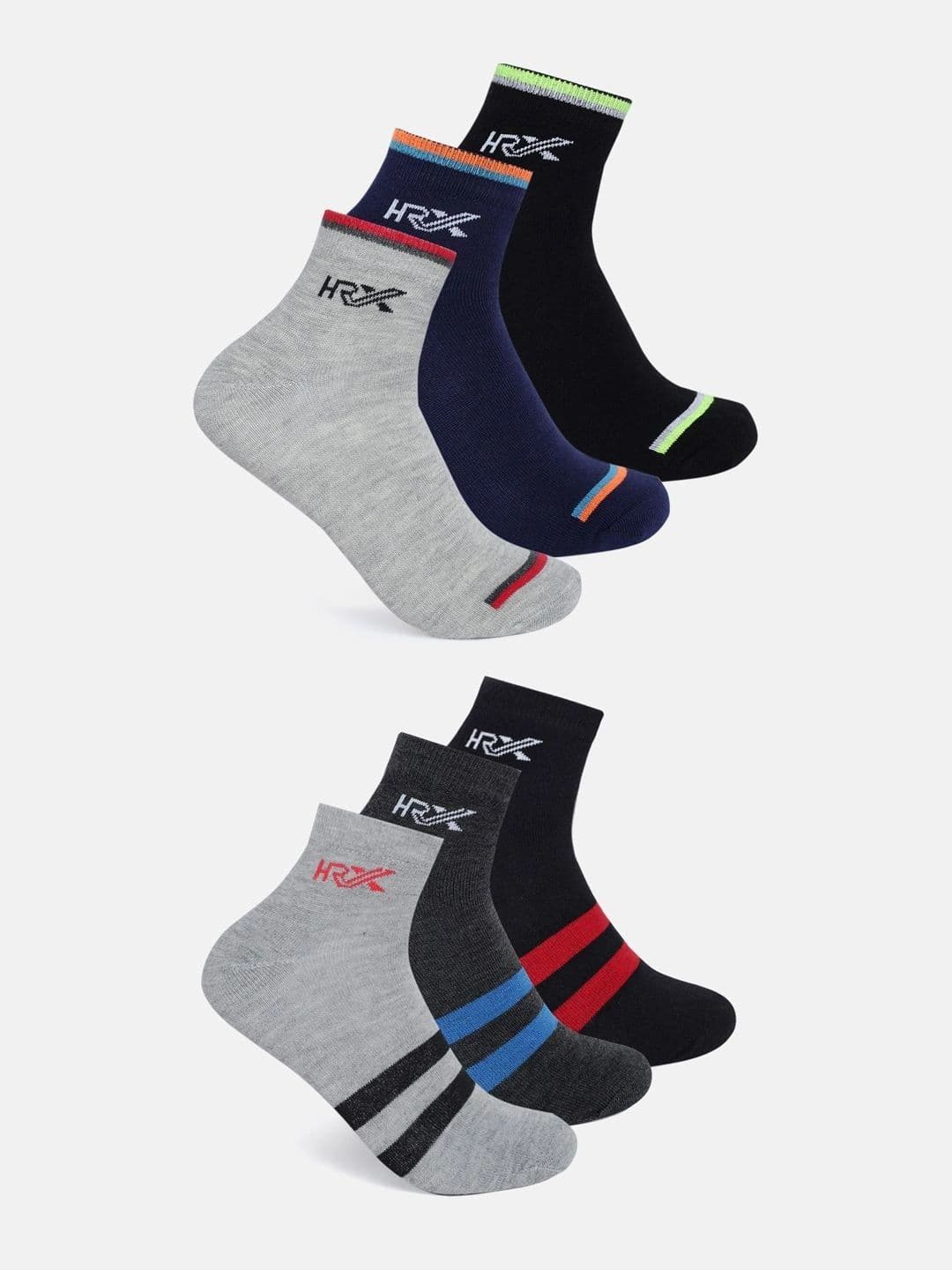 HRX by Hrithik Roshan Men Pack of 6 Cotton Blend Colourblocked Ankle Length Socks - view 1