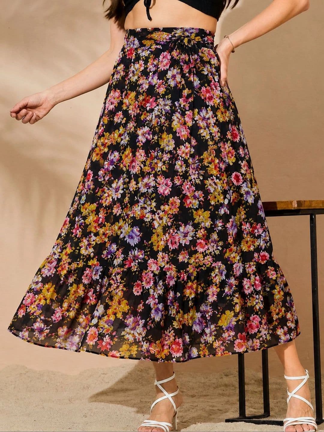 KETAKI FASHION Women Georgette Floral Midi A-Line Skirt - view 1