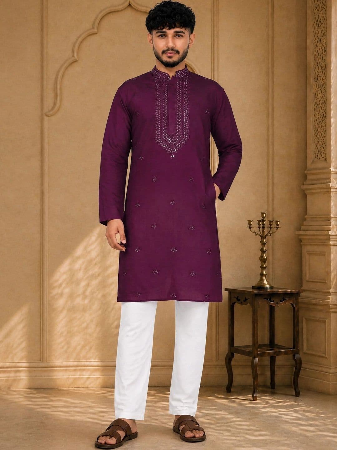 Anouk Men Embellished Mirror Work Kurta - view 1