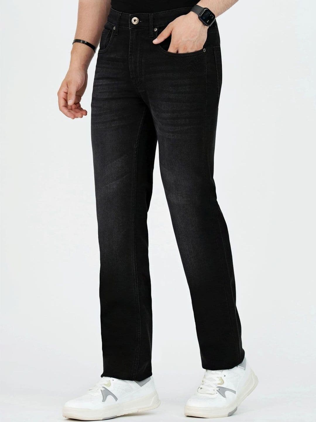 Red Tape Men Straight Fit Mid-Rise Low Distress Stretchable Jeans - view 1