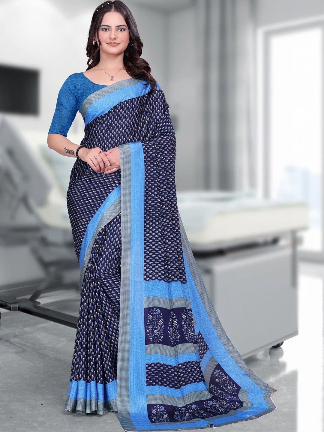 KALINI Poly Crepe Designer Saree - view 1