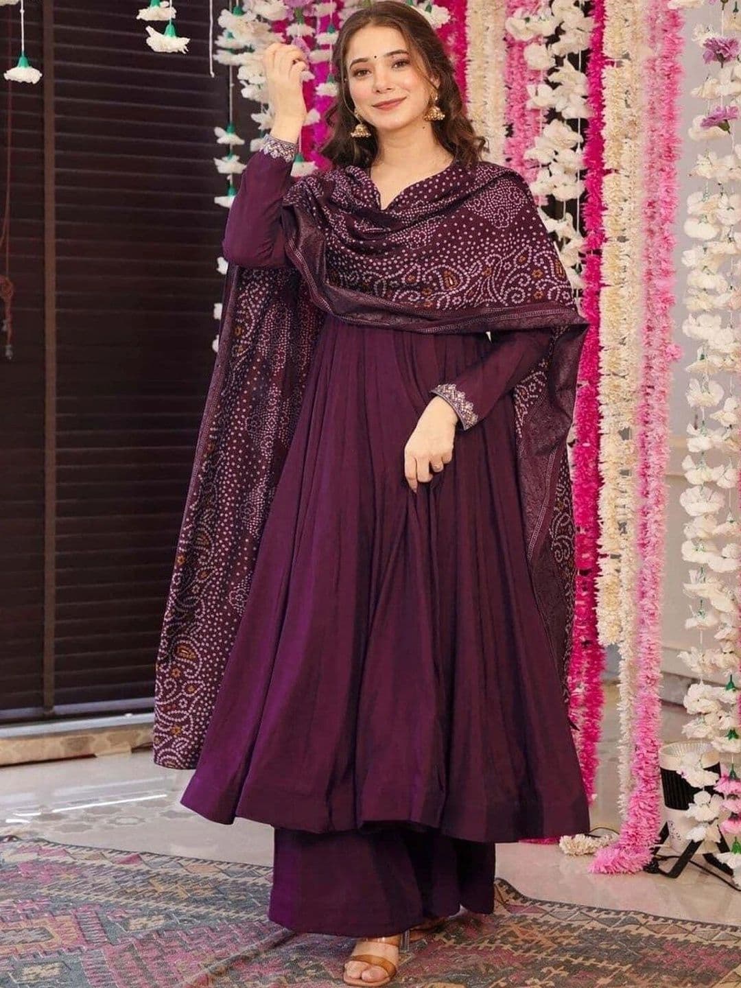 all about you Women Empire Thread Work Kurta with Palazzos & With Dupatta - view 1