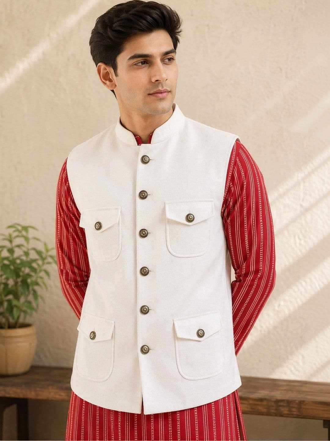 VASTRA BY LARA Mandarin Collar Nehru Jackets - view 1