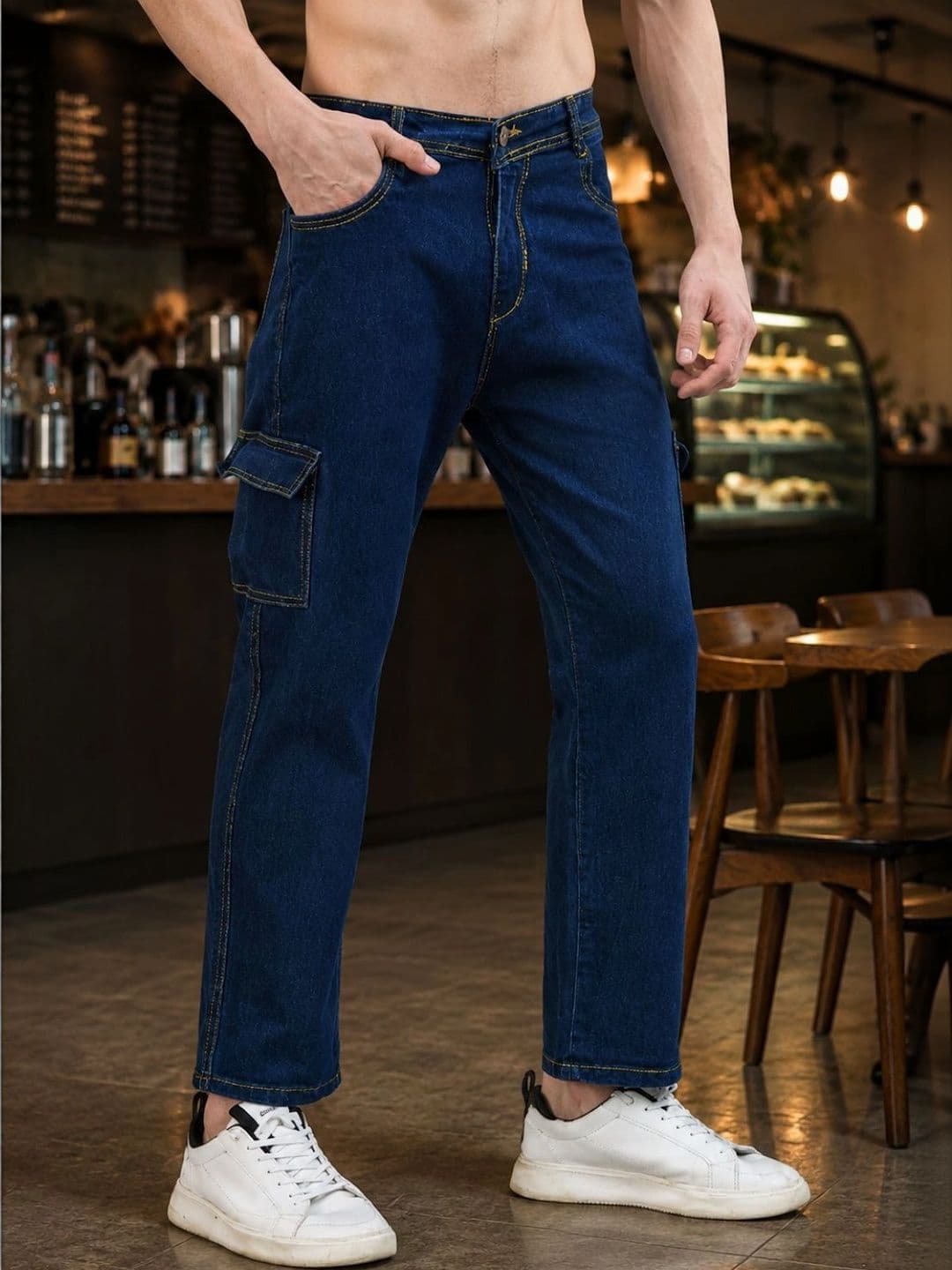 LINARIA Men Classic Straight Fit Mid-Rise Stretchable Jeans - view 1