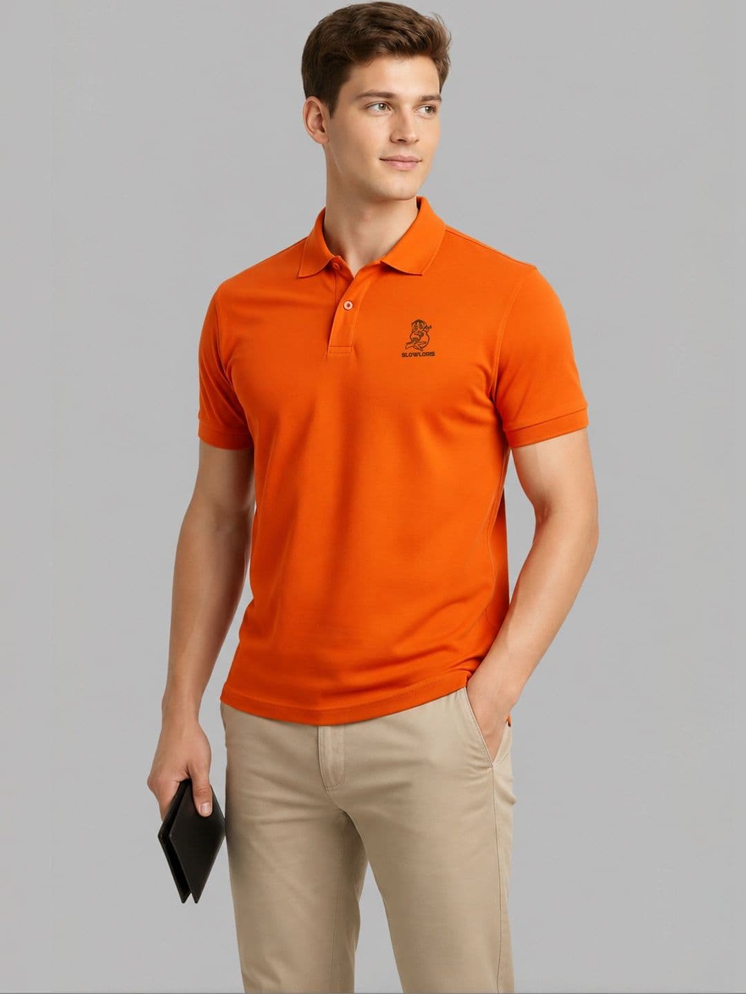 SLOWLORIS Men Brand Logo Polo Collar T-shirt - view 1