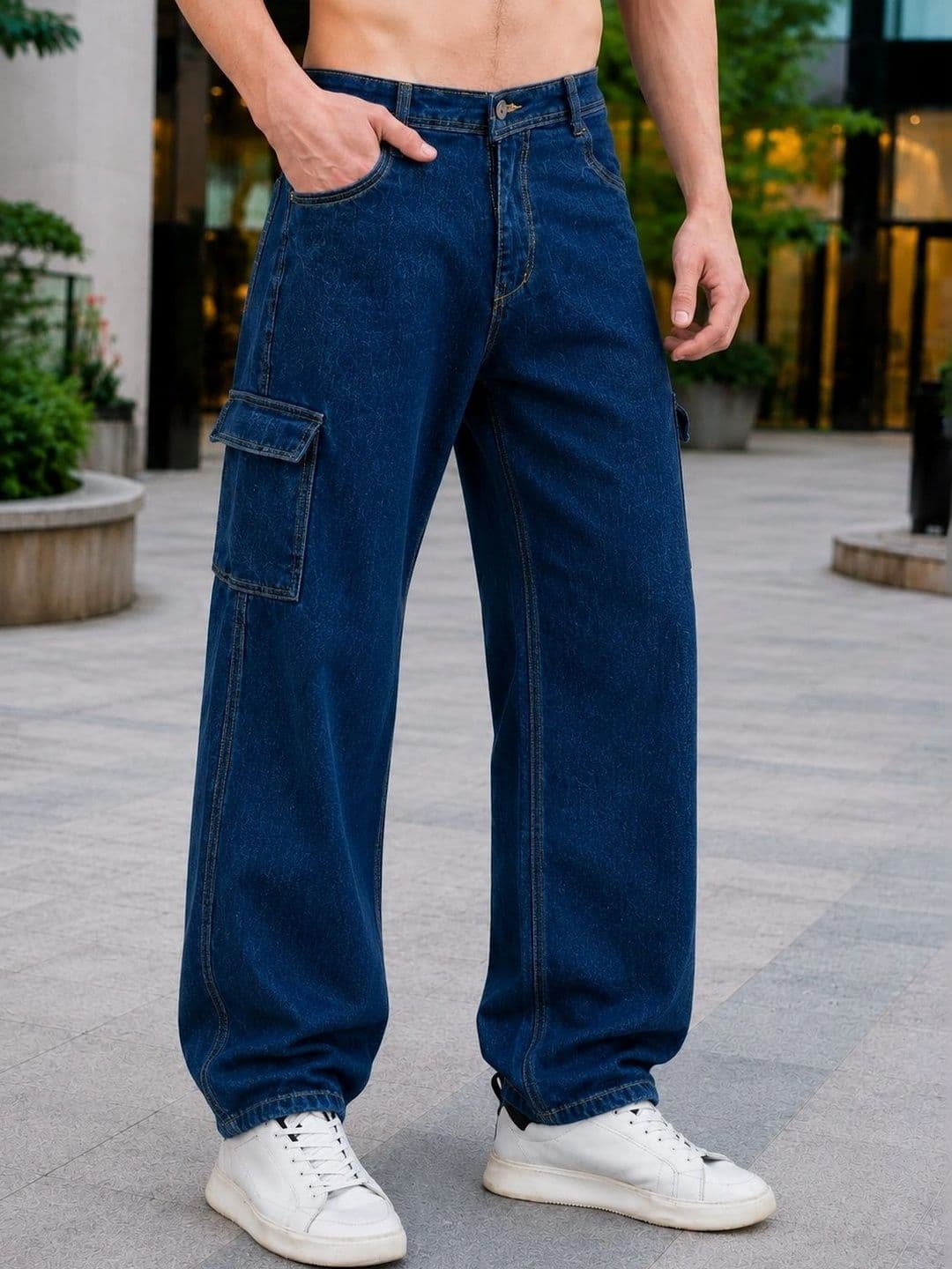 HERE&NOW Men Classic Straight Fit Mid-Rise Coated Stretchable Jeans - view 1