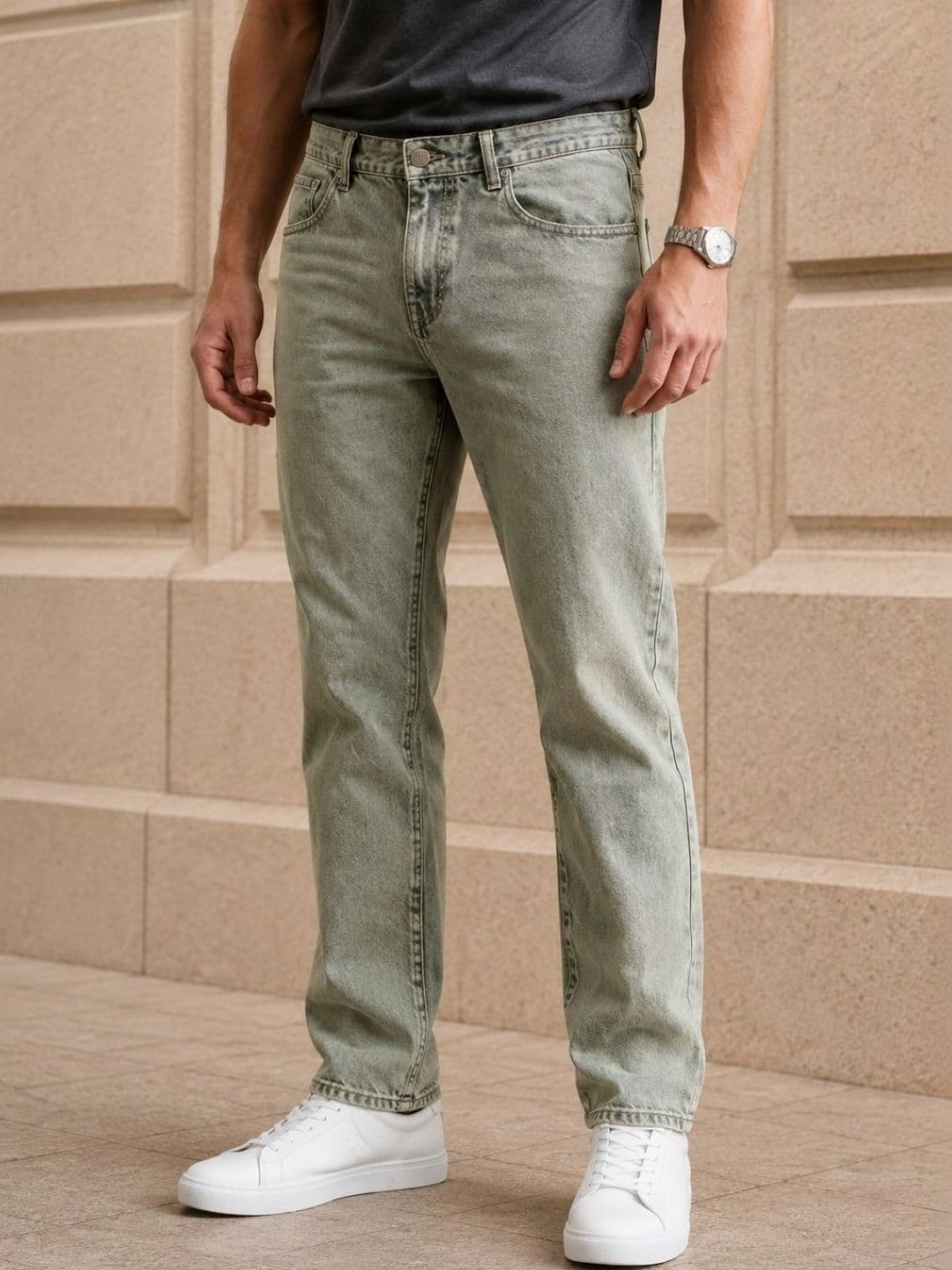 Metronaut Men Classic Straight Fit Mid-Rise Stretchable Jeans - view 1
