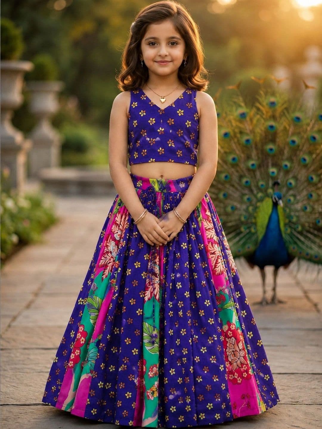 KALINI Girls Printed Ready to Wear Lehenga & - view 1
