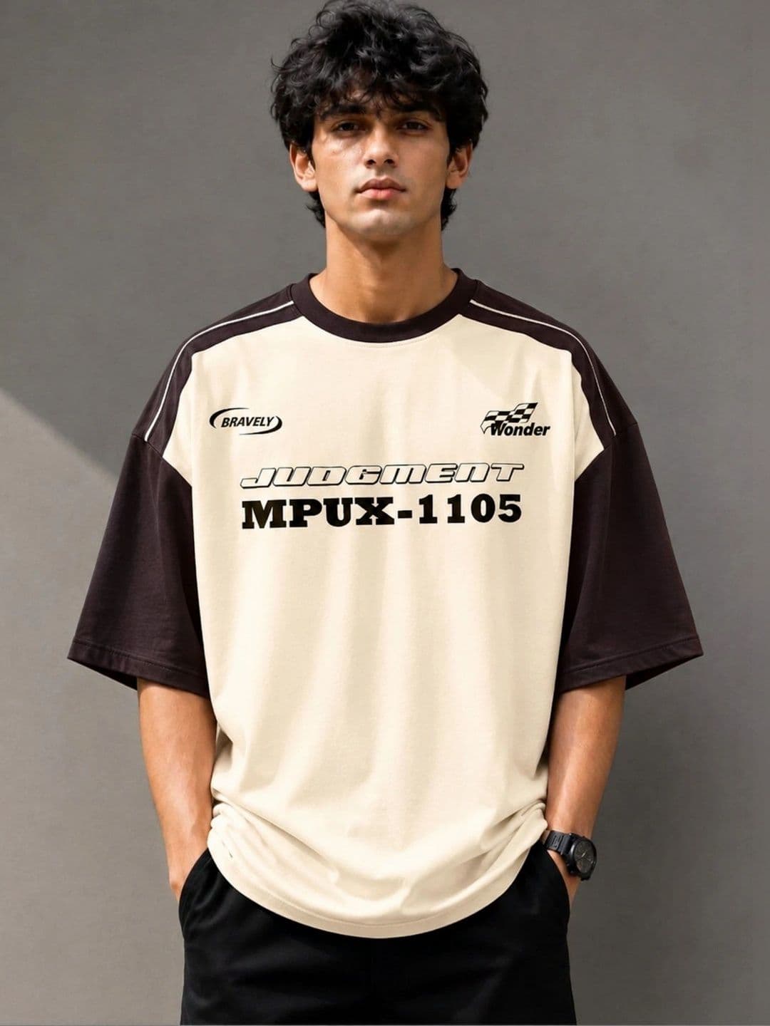 JUMPCUTS Men Typography Colourblocked T-shirt - view 1