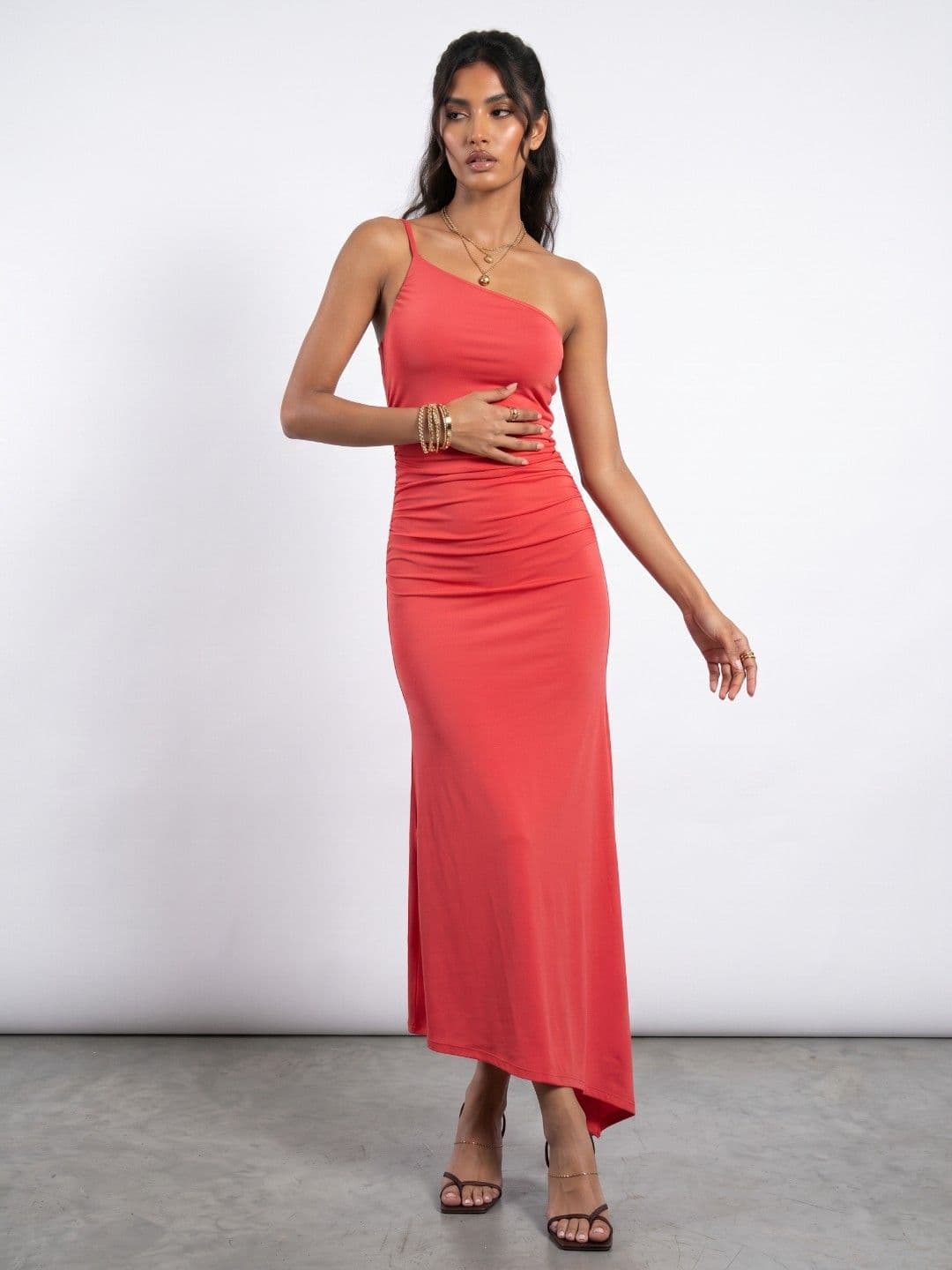 Phosphorus One Shoulder Sheath Maxi Dress - view 1