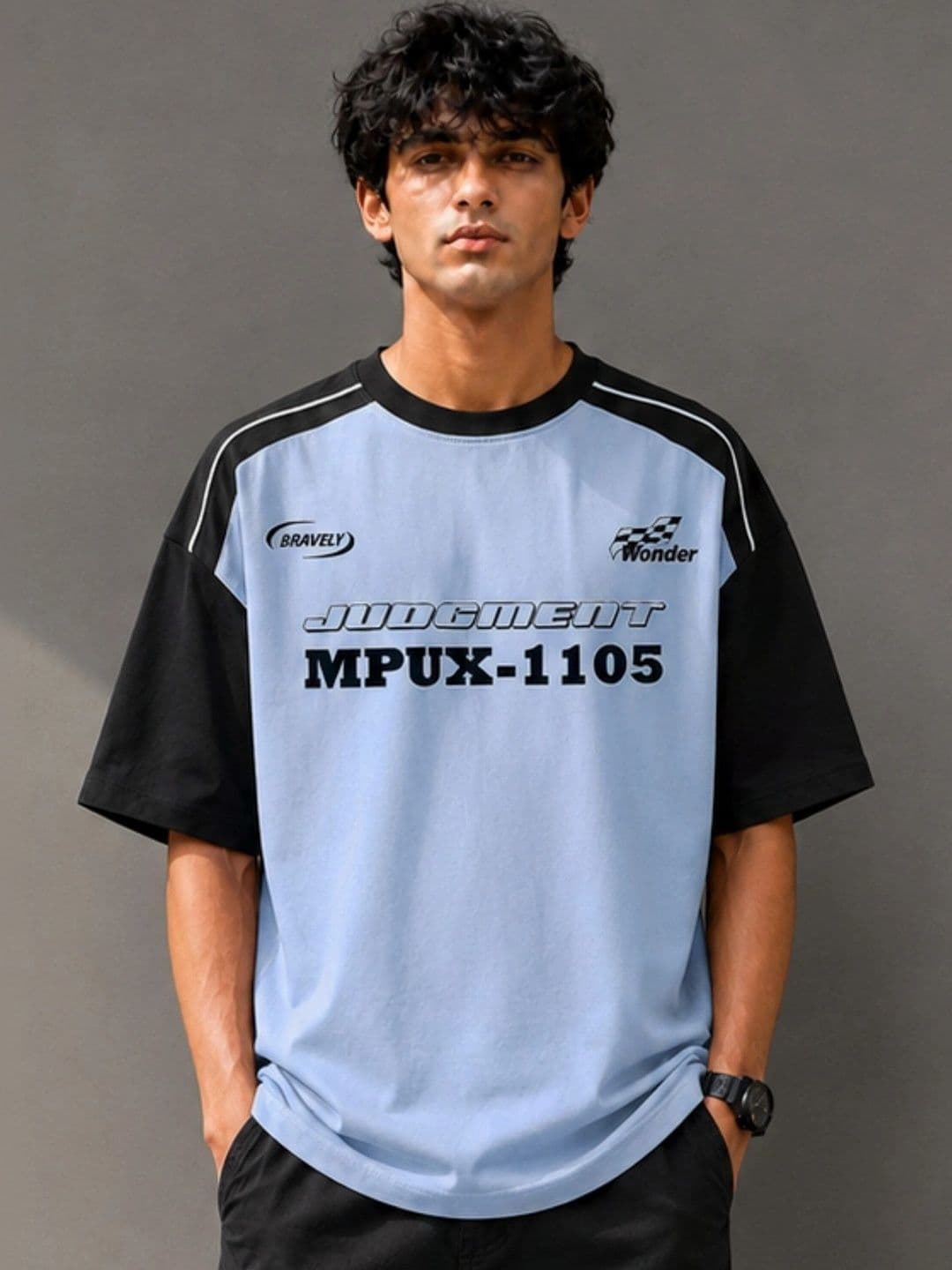 JUMPCUTS Men Typography Colourblocked T-shirt - view 1