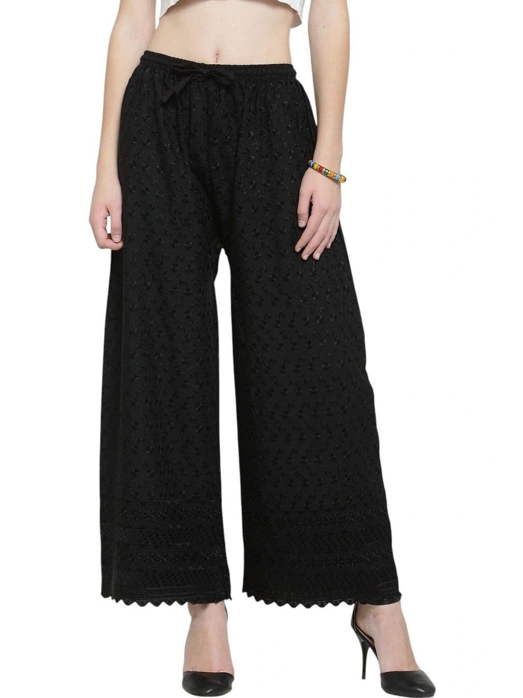 SMASUM Women 2 Embroidered Knitted Ethnic Palazzos - view 1