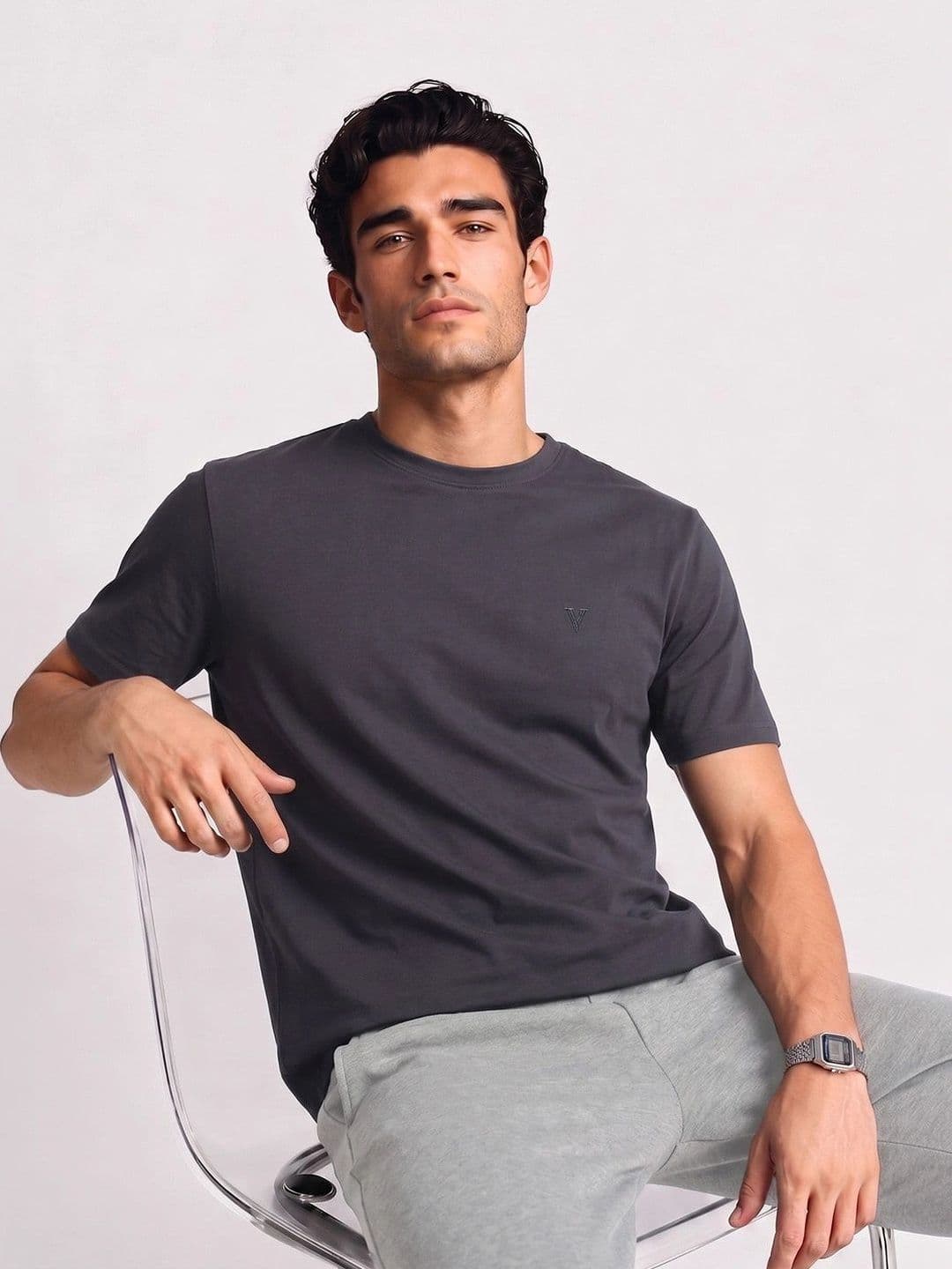 Van Heusen Innerwear Van Heusen Men Cotton Crew Neck Solid Regular Fit Short Sleeves Lounge Tshirt - view 1