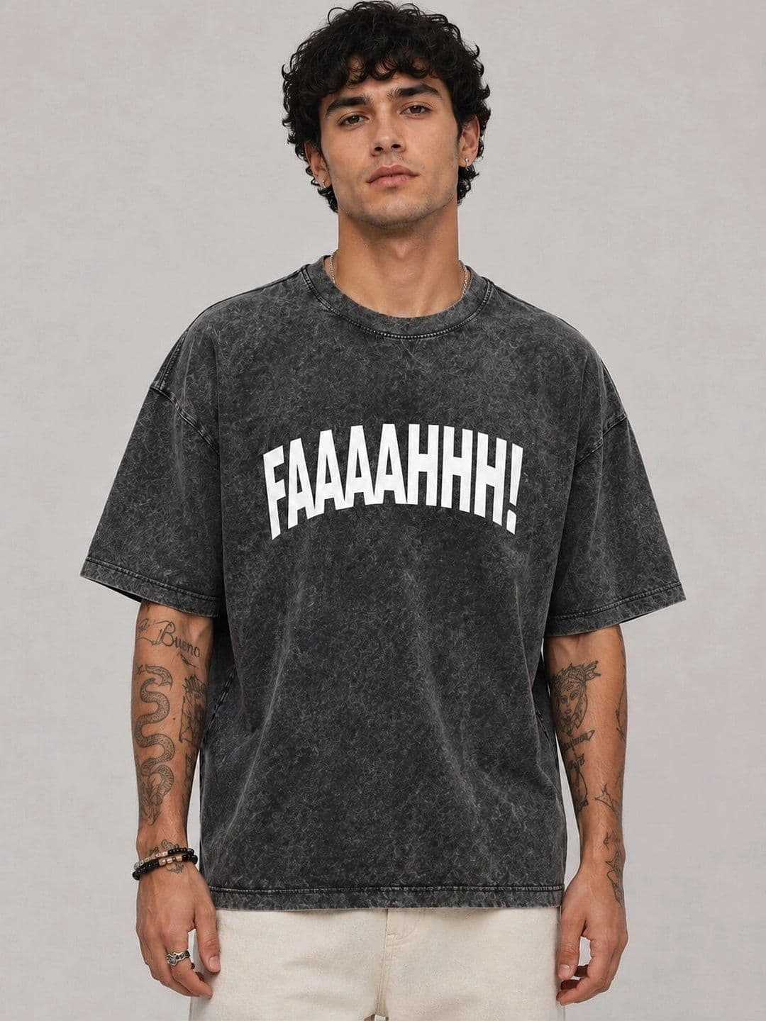 Bene Kleed Men Typography Printed Cotton Oversized T-shirt - view 1