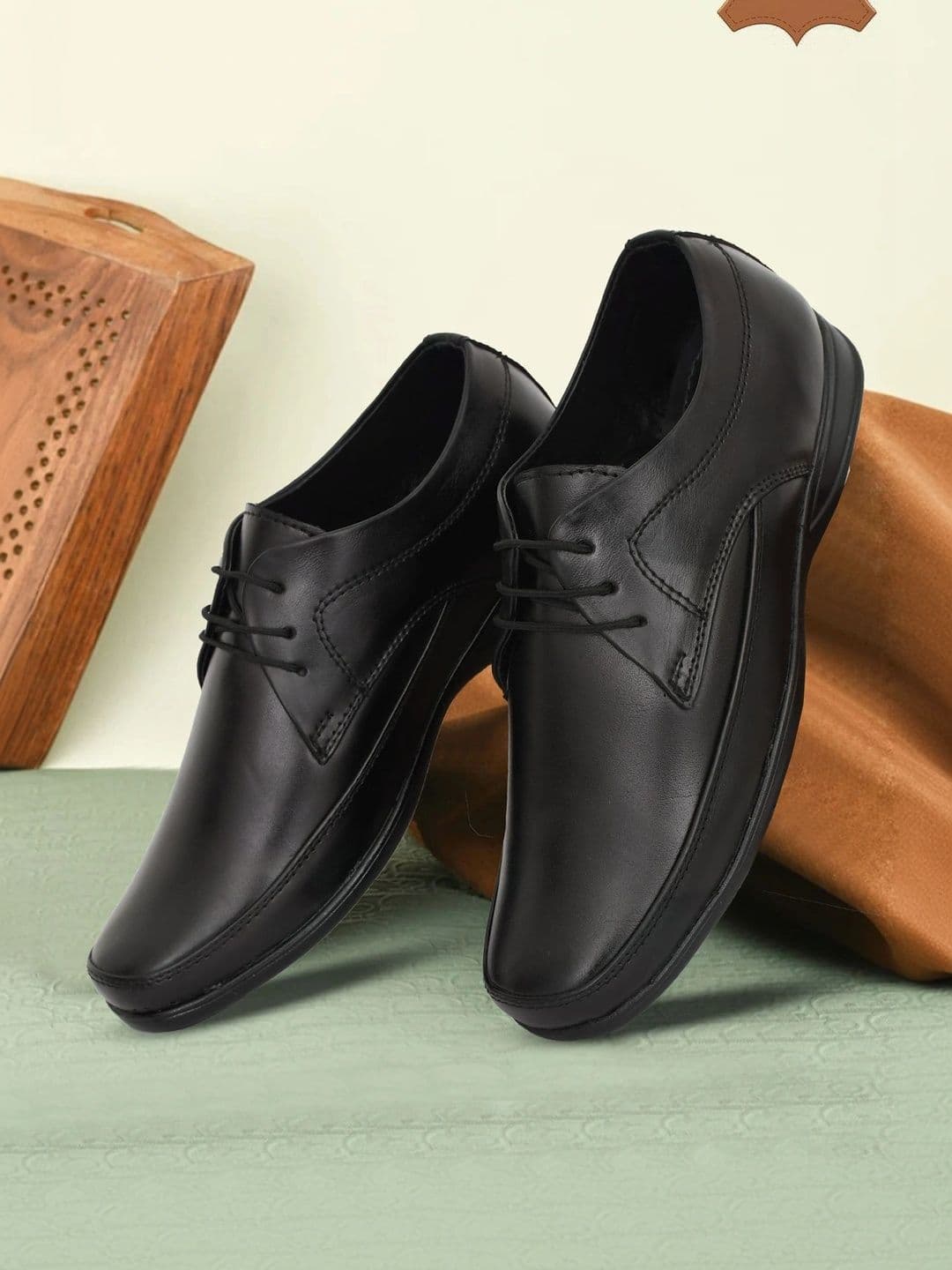 VATELIO Men Leather Round Toe Lace-Ups Derbys Formal Shoes - view 1