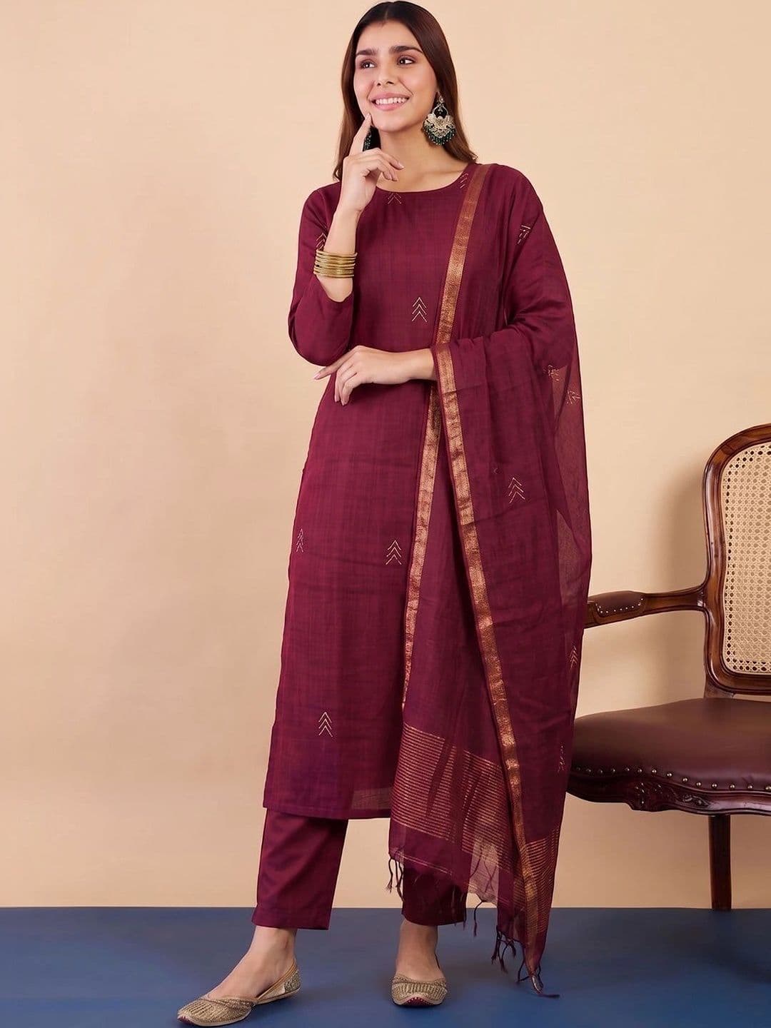 Anouk Women Ethnic Motifs Regular Kurta with Trousers & With Dupatta - view 1