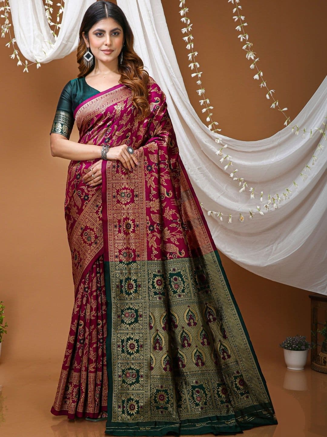 Rangrath Woven Design Zari Silk Cotton Designer Banarasi Saree - view 1