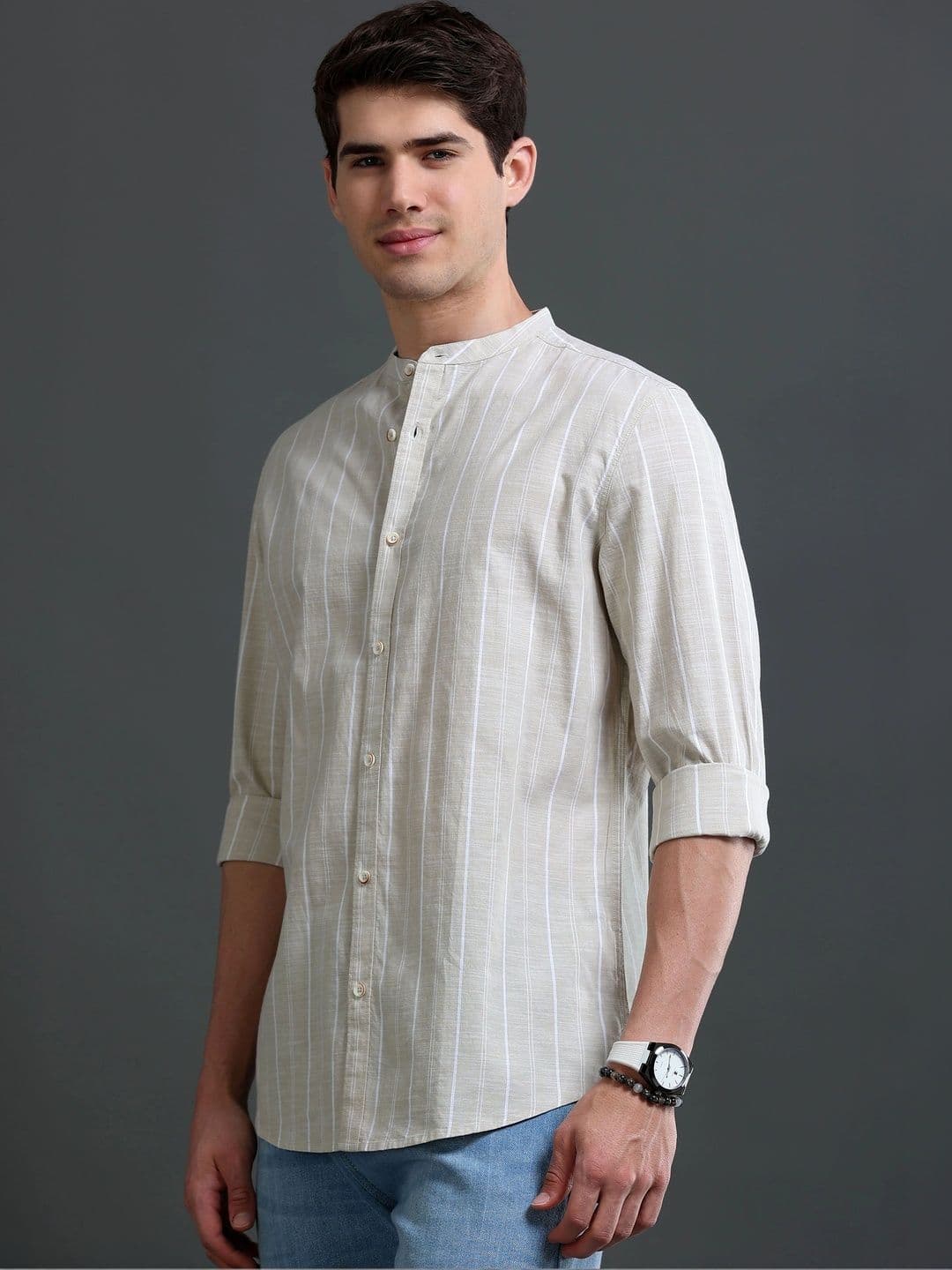 British Club Men Smart Slim Fit Striped Casual Shirt - view 1