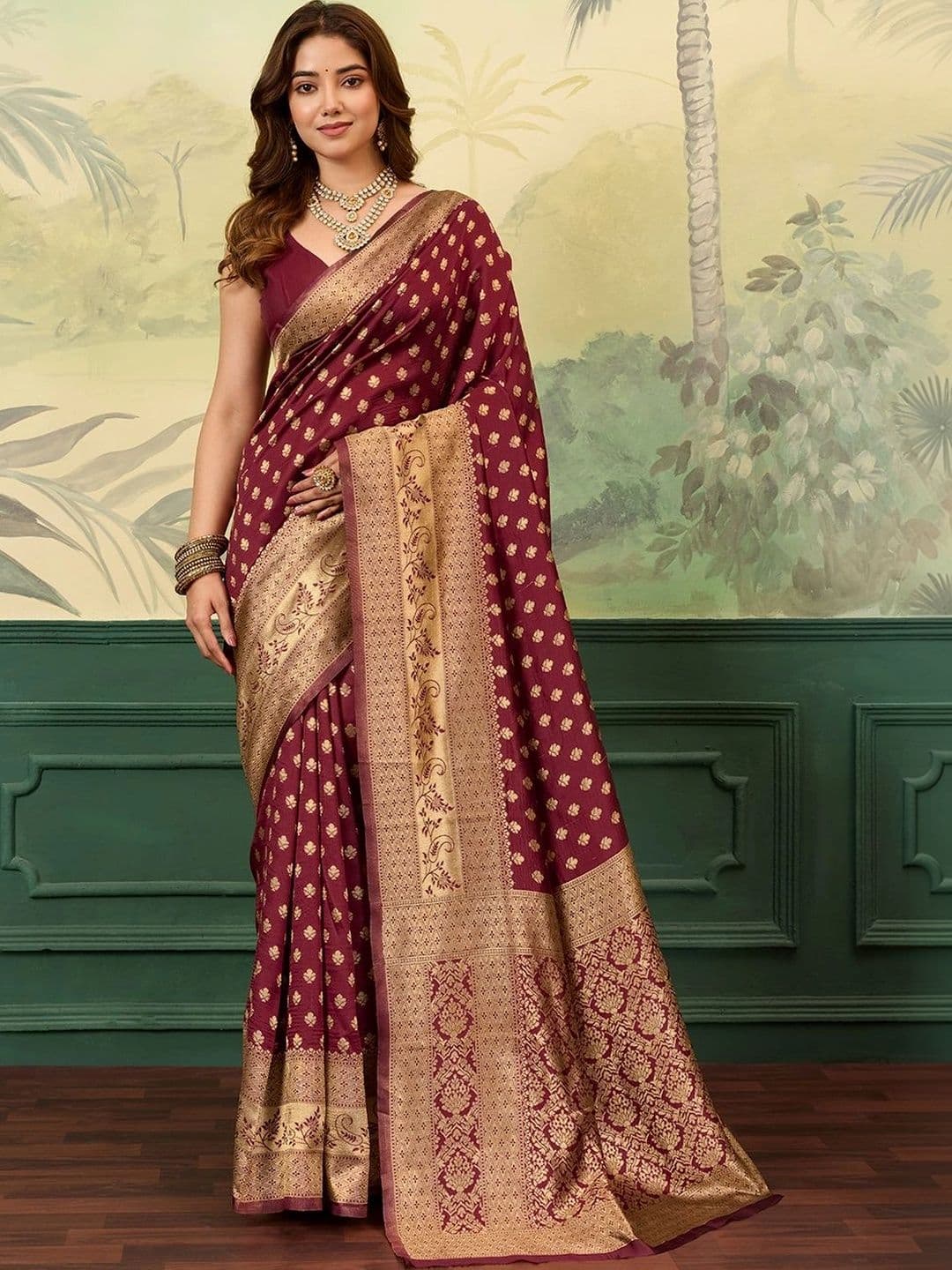 Sangria Woven Design Zari Designer Banarasi Saree - view 1