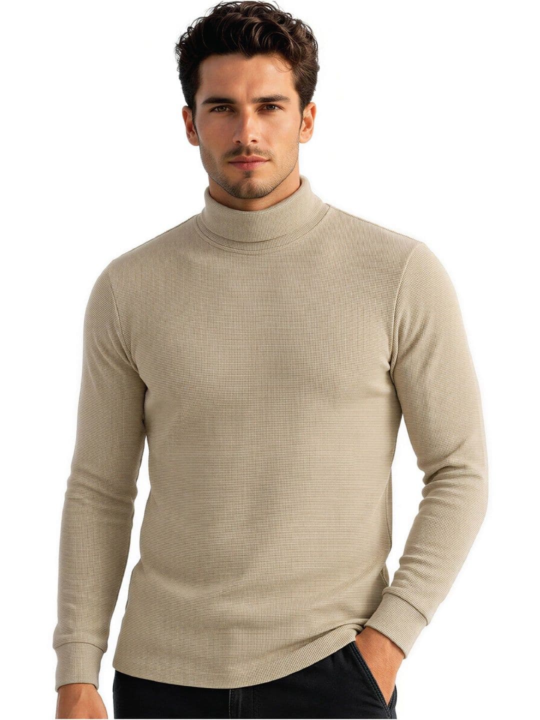 Status Quo Men Textured High Neck T-shirt - view 1