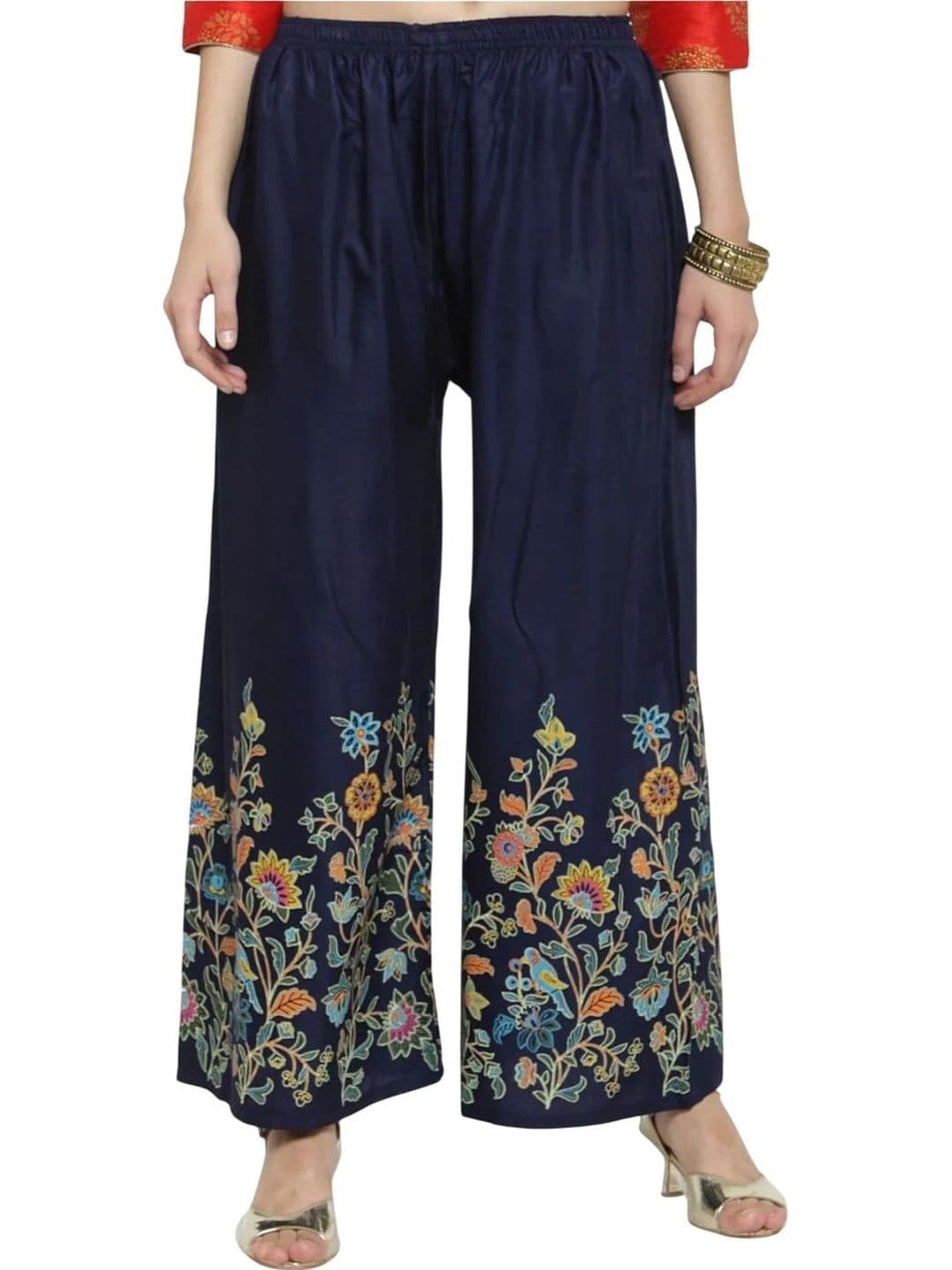 SMASUM Women 2 Floral Printed Knitted Ethnic Palazzos - view 1