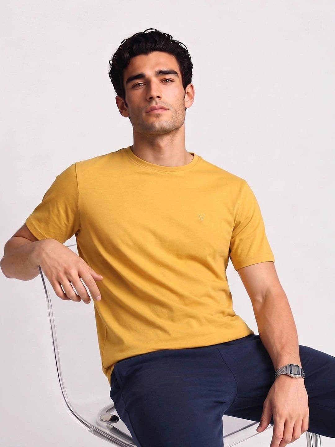 Van Heusen Innerwear Van Heusen Men Cotton Crew Neck Solid Regular Fit Short Sleeves Lounge Tshirt - view 1