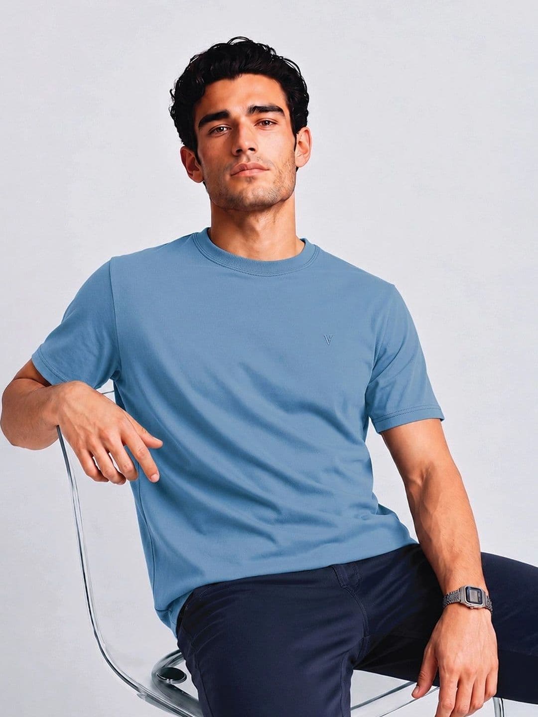 Van Heusen Innerwear Cotton Crew Neck Regular Short Sleeves Soft Breathable Lounge Tshirts