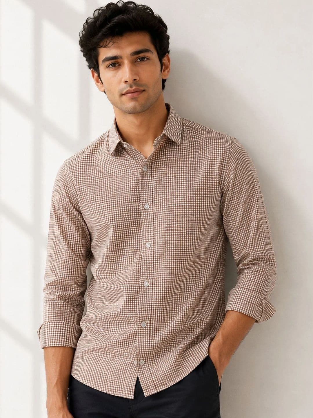 R.Code by The Roadster Life Co. Men Standard Slim Fit Gingham Checks Checked Casual Shirt - view 1