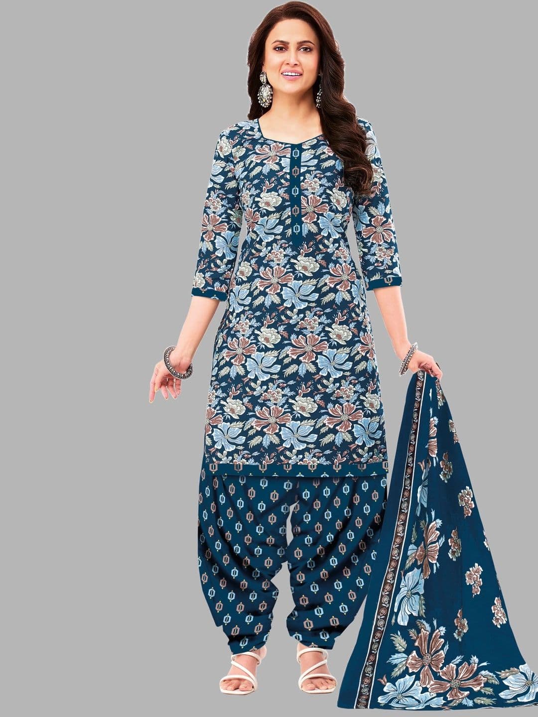 Simmu Printed Pure Cotton Unstitched Dress Material - view 1