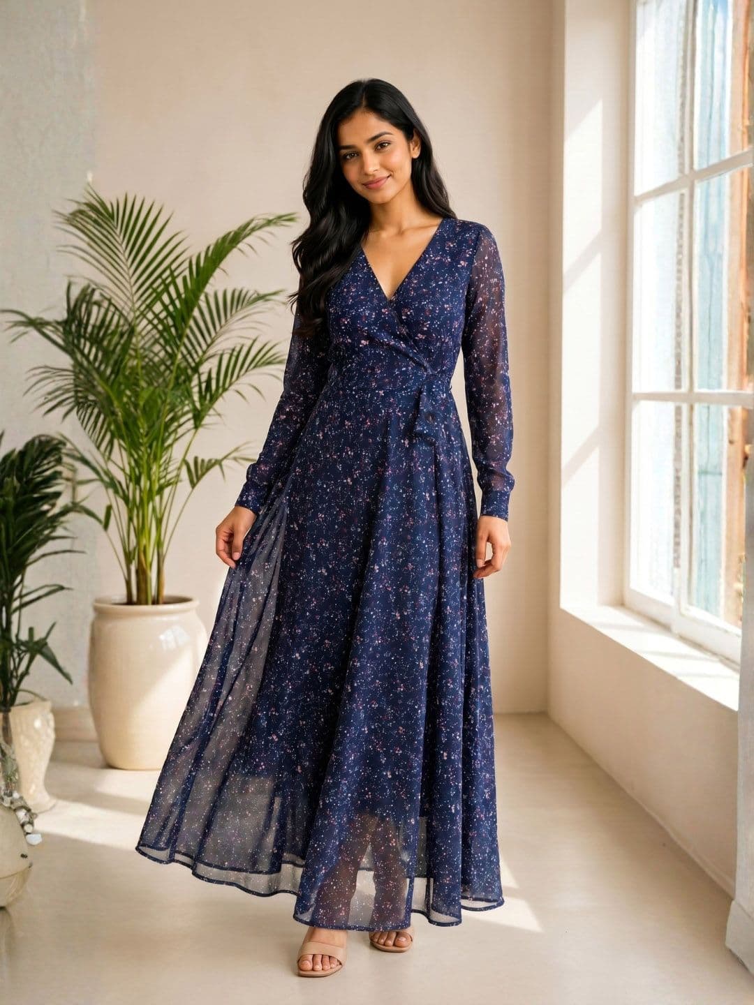 Sarvda Women Floral Printed Georgette Anarkali Kurta - view 1
