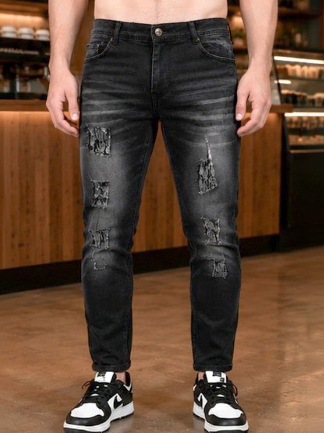 Moda Star Men Classic Regular Fit Mid-Rise Highly Distressed Light Fade Stretchable Jeans - view 1