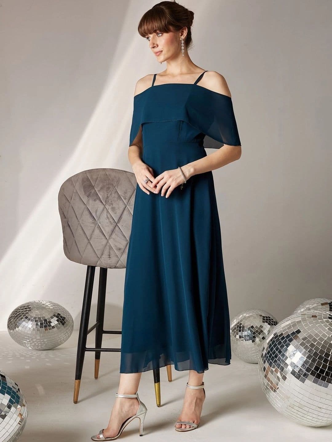 Miss Chase Off-Shoulder Georgette Fit & Flare Midi Dress - view 1