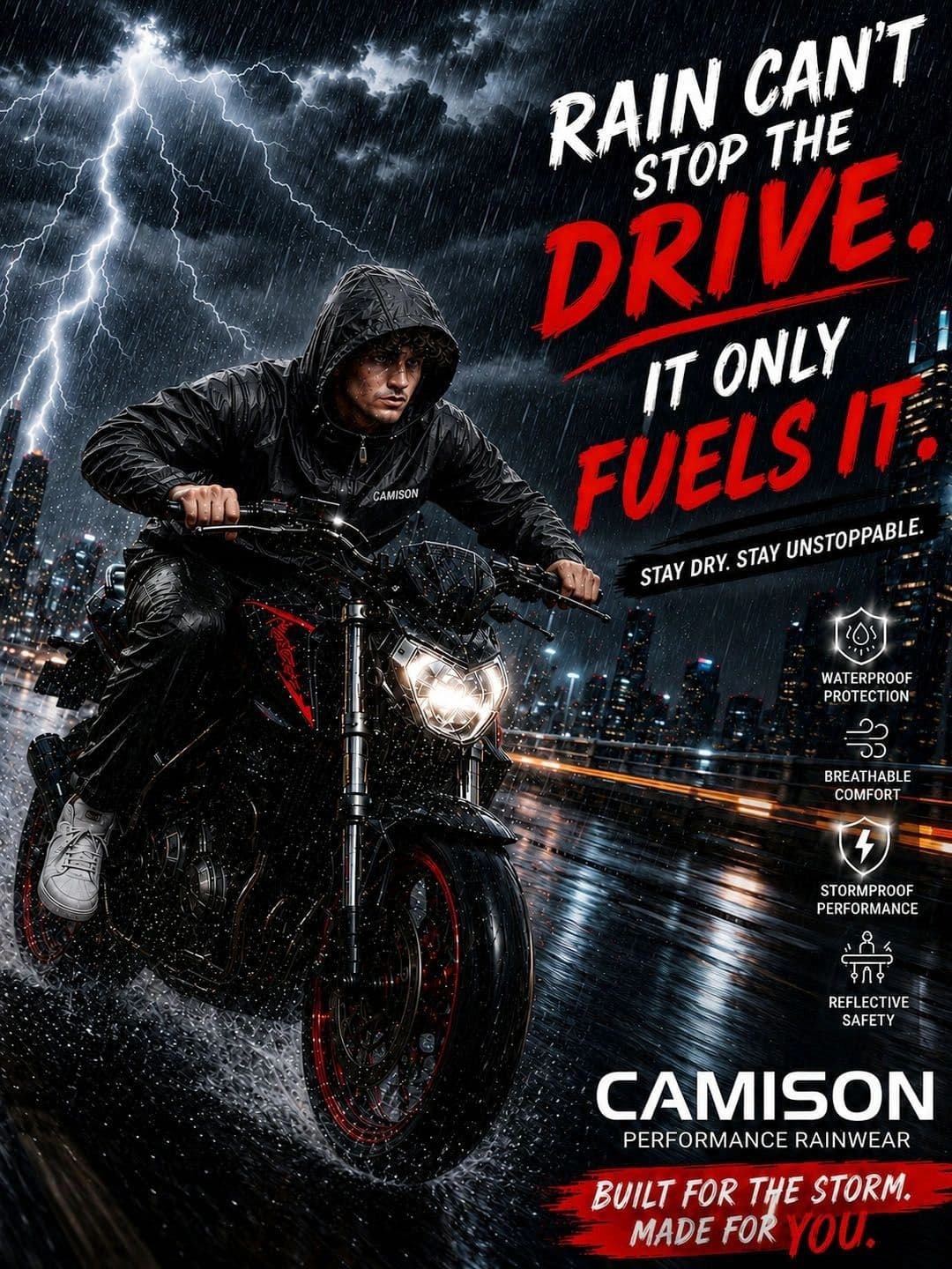 CAMISON Hooded Fabulous Reversible Raincoat