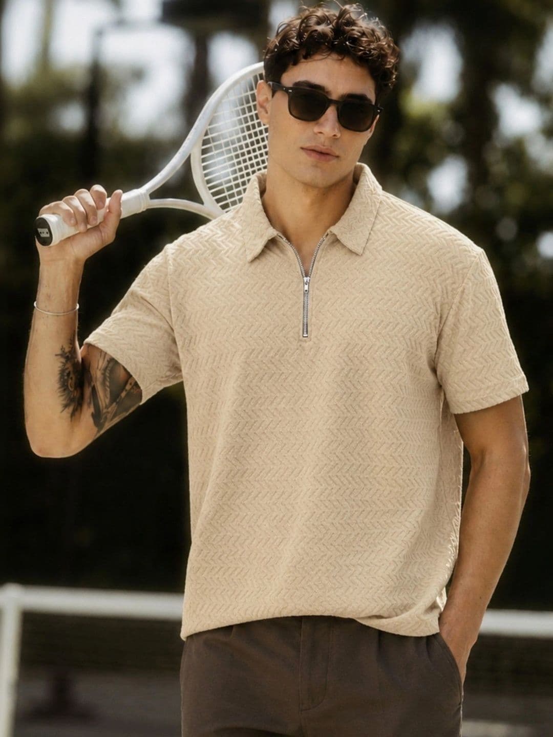 JUMPCUTS Men Polo Collar T-shirt - view 1
