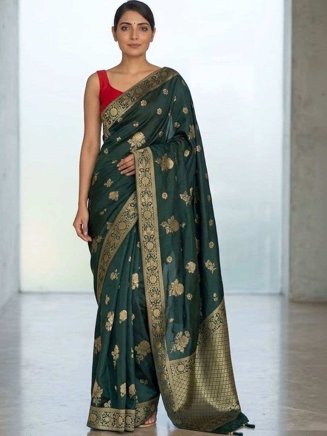 you shop we ship Woven Design Zari Art Silk Banarasi Saree With Blouse Piece - view 1