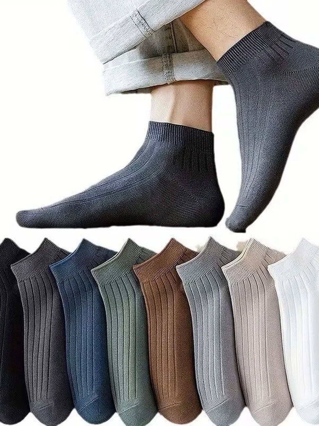 Moda Rapido Men Pack of 8 Cotton Blend Striped Ankle Length Socks - view 1