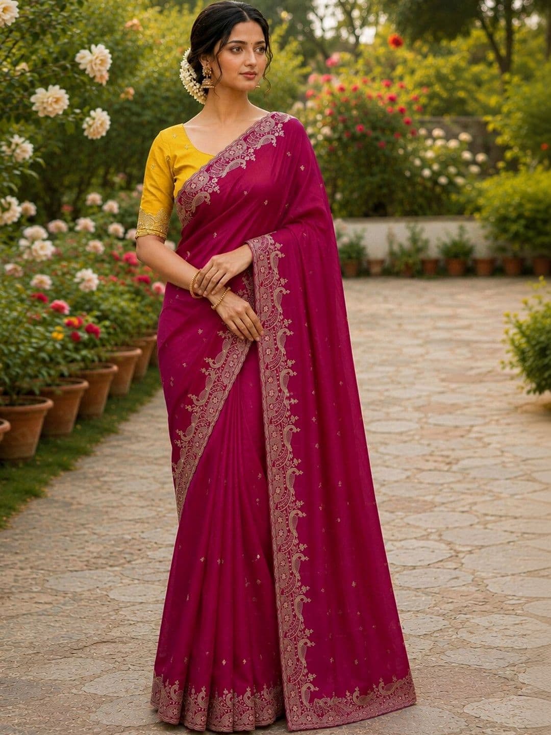 Mitera Woven Design Pure Chiffon Saree - view 1