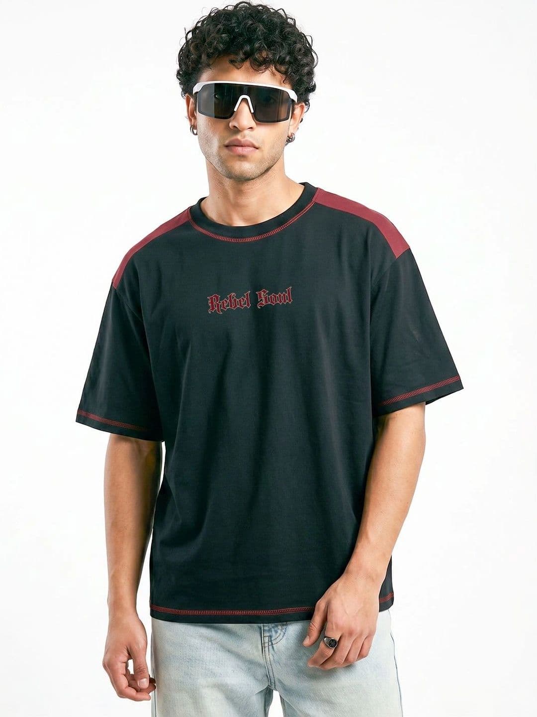 Crazymonk Men Typography Printed Drop-Shoulder Sleeves T-shirt - view 1