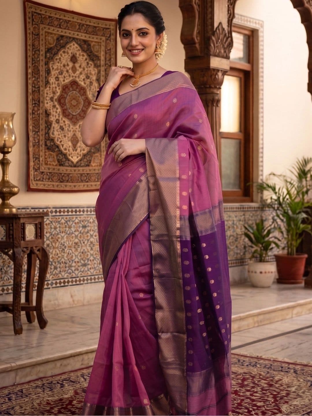 JUICE BEAUTY Woven Design Zari Silk Banarasi Saree - view 1