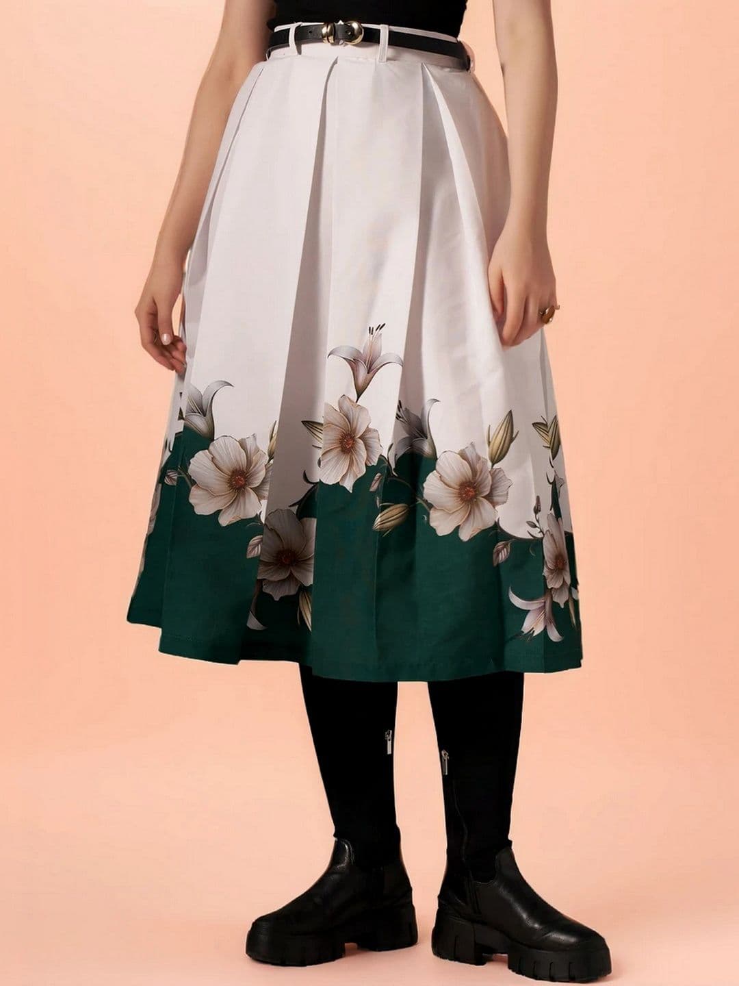 DressBerry Printed Cotton Midi A-Line Skirts - view 1